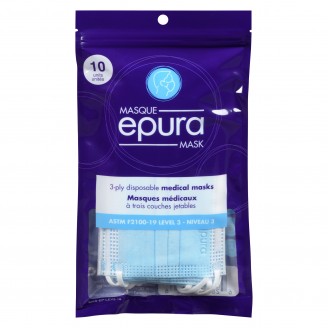 Epura Level 3 3-Ply Disposable Medical Masks, 10 Count